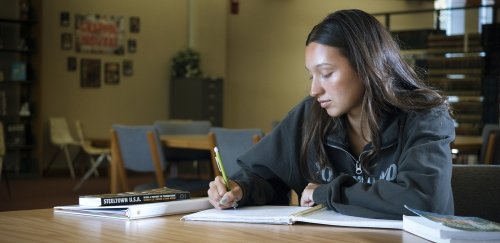 Student in Library